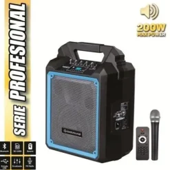 COOLSOUND PRO 200 ALTAVOZ AUTOAMPLIFICADO BLUETOOTH 200W 6.5 60W RMS CON BATERIA - USB, SD, ENTRADA MIC. JACK 6.3MM - 1 MICROFONO SERIE PRO COOL - AUTONOMIA HASTA 3.5H - ASA DE TRANSPORTE - MANDO A DI