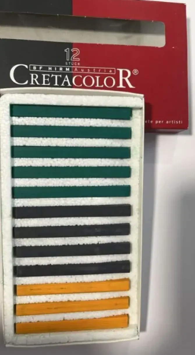 CRETACOLOR BARRA PASTEL NEGRO VERDEMUSGO AMARILLO MOSTAZA