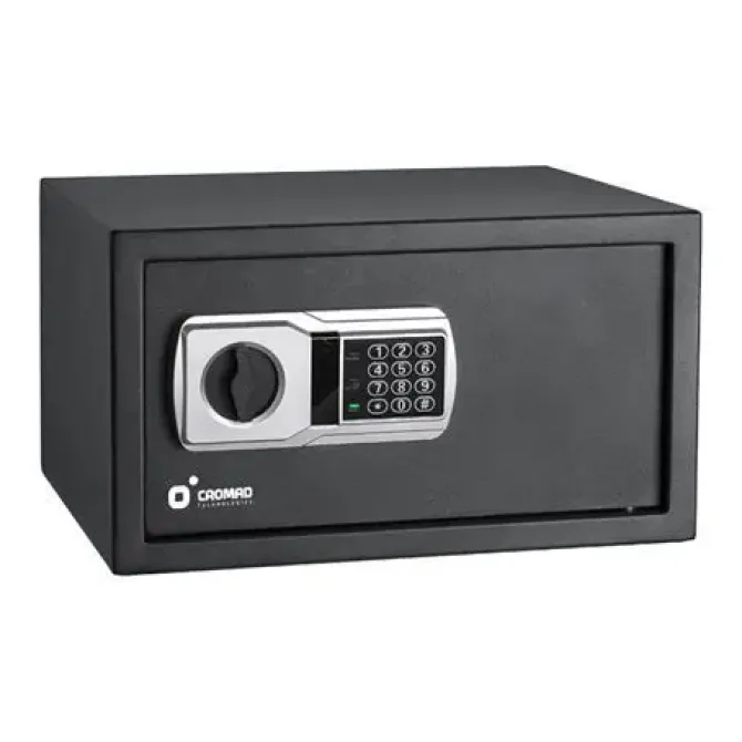 CROMAD CAJA FUERTE ELECTRONICA - ALTO NIVEL DE SEGURIDAD - DE 3 A 8 DIGITOS - BISAGRAS OCULTAS - INCLUYE LLAVE DE EMERGENCIA - 250X350X250MM