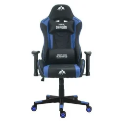 CROMAD SERIE DRAGON SILLA GAMING PREMIUM - ALTURA REGULABLE CON PISTON DE GAS CLASE 2 - RECLINABLE HASTA 180º - COJINES LUMBAR Y CERVICAL - RUEDAS DE NAILON DE 60MM - COLOR AZUL/NEGRO