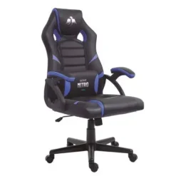 CROMAD SERIE NITRO SILLA GAMING - ALTURA REGULABLE CON PISTON DE GAS CLASE 2 - COJIN LUMBAR - COLOR NEGRO/AZUL