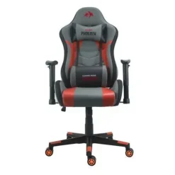 CROMAD SERIE PHOENIX SILLA GAMING - ALTURA REGULABLE CON PISTON DE GAS CLASE 2 - RECLINABLE HASTA 180º - COJINES LUMBAR Y CERVICAL - COLOR GRIS/ROJO/NEGRO