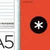 CUADERNO ESPIRAL LIDERPAPEL A5 MICRO ANTARTIK TAPA FORRADA 120H 100 GR HORIZONTAL 5 BANDAS 6 TALADROS COLOR ROJO.