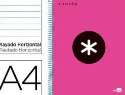 CUADERNO ESPIRAL LIDERPAPEL A4 MICRO ANTARTIK TAPA FORRADA 120H 100 GR HORIZONTAL 5 BANDAS 4 TALADROS COLOR ROSA