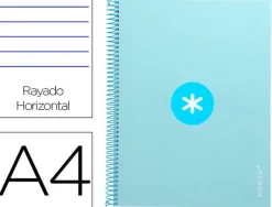 CUADERNO ESPIRAL LIDERPAPEL A4 MICRO ANTARTIK TAPA FORRADA80H 90 GR HORIZONTAL 1 BANDA 4 TALADROS COLOR CELESTE