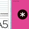 CUADERNO ESPIRAL LIDERPAPEL A5 MICRO ANTARTIK TAPA FORRADA 120H 100 GR HORIZONTAL 5 BANDAS 6 TALADROS COLOR ROSA