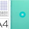 CUADERNO ESPIRAL LIDERPAPEL A4 MICRO ANTARTIK TAPA FORRADA 80H 90 GR CUADRO 5MM 1 BANDA 4 TALADROS MENTA