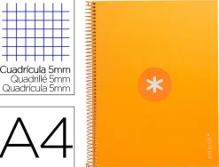 CUADERNO ESPIRAL LIDERPAPEL A4 MICRO ANTARTIK TAPA FORRADA 80H 90 GR CUADRO 5MM 1 BANDA 4 TALADROS MOSTAZA