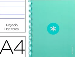 CUADERNO ESPIRAL LIDERPAPEL A4 MICRO ANTARTIK TAPA FORRADA80H 90 GR HORIZONTAL 1 BANDA 4 TALADROS COLOR MENTA