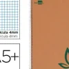 CUADERNO ESPIRAL LIDERPAPEL CUARTO ECOUSE TAPA CARTULINA KRAFT 80H PAPEL RECICLADO 80 GRCUADRO 4MM