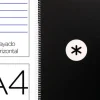 CUADERNO ESPIRAL LIDERPAPEL A4 MICRO ANTARTIK TAPA FORRADA80H 90 GR HORIZONTAL 1 BANDA 4 TALADROS COLOR NEGRO