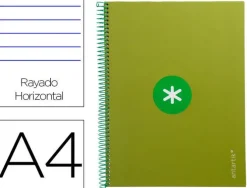 CUADERNO ESPIRAL LIDERPAPEL A4 MICRO ANTARTIK TAPA FORRADA80H 90 GR HORIZONTAL 1 BANDA 4 TALADROS COLOR VERDE