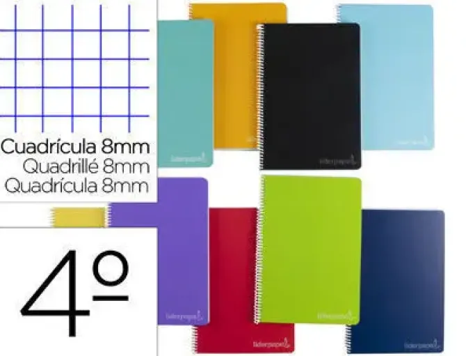 CUADERNO ESPIRAL LIDERPAPEL CUARTO WITTY TAPA DURA 80H 75GR