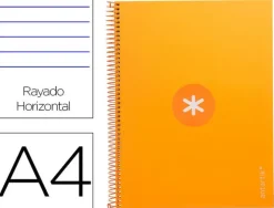 CUADERNO ESPIRAL LIDERPAPEL A4 MICRO ANTARTIK TAPA FORRADA80H 90 GR HORIZONTAL 1 BANDA 4 TALADROS COLOR MOSTAZA