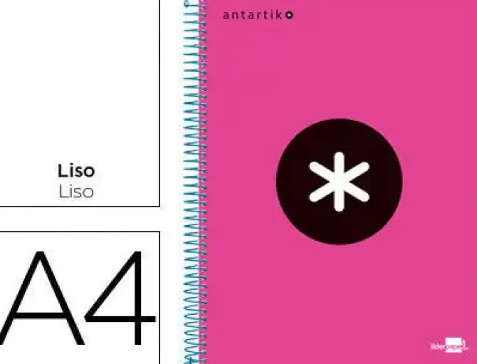 CUADERNO ESPIRAL LIDERPAPEL A4 MICRO ANTARTIK TAPA FORRADA 120H 100 GR LISO CON BANDAS 4 TALADROS COLOR ROSA FLUOR