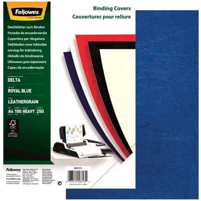 CUBIERTA DELTA CUERO A4 250G AZ/100U