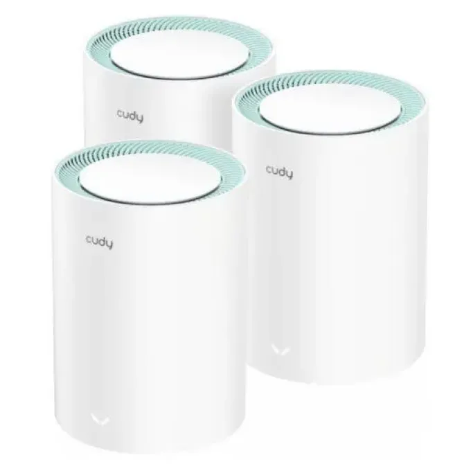 CUDY M1300 PACK DE 3 SISTEMAS WIFI MESH AC1200 DUAL BAND - 867MBPS EN 5GHZ, 300MBPS EN 2,4GHZ - 1X PUERTO LAN 1000/100/10MBPS, 1X PUERTO WAN 1000/100/10MBPS - 2 ANTENAS INTERNAS