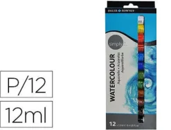 DALER ROWNEY SIMPLY PACK DE 12 ACUARELAS - SE HUMEDECEN FACILMENTE - 12ML - COLORES SURTIDOS