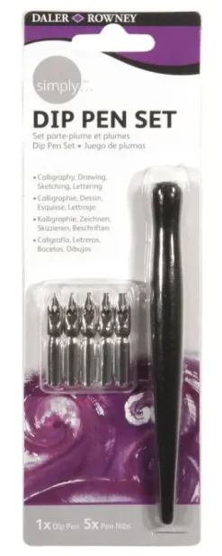 DALER ROWNEY SIMPLY PACK DE 1 PORTA PLUMA Y 5 PLUMILLAS - COLOR NEGRO