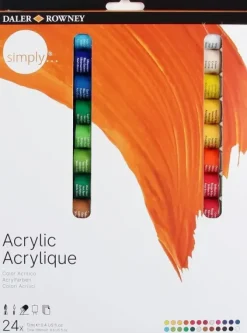 DALER ROWNEY SIMPLY PACK DE 24 PINTURAS ACRILICAS - SECADO RAPIDO - OPTIMA COBERTURA - COLORES MEZCLABLES 12ML - COLORES SURTIDOS