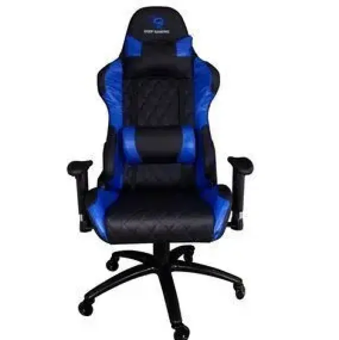 DEEPGAMING DEEPCOMMAND2 SILLA GAMING - REPOSABRAZOS - RUEDAS DE SILICONA - ASIENTO ERGONÓMICO - COJÍN LUMBAR Y CERVICAL - BASE METAL - COLOR NEGRO/AZUL