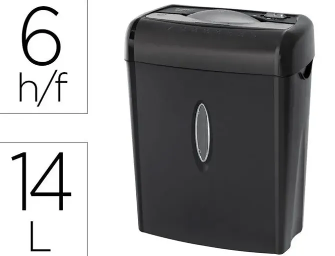 DESTRUCTORA DE DOCUMENTOS Q-CONNECT KF17970 CAPACIDAD DE CORTE 6 H DESTRUYE GRAPAS CLIPS Y TARJETAS PAPELERA 14L