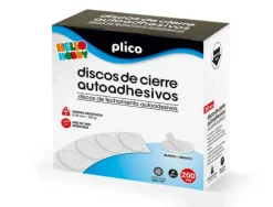 DISCO DE CIERRE PLICO VELCRO AUTOADHESIVO 20 MM DIAMETRO COLOR BLANCO CAJA DE 200 UNIDADES