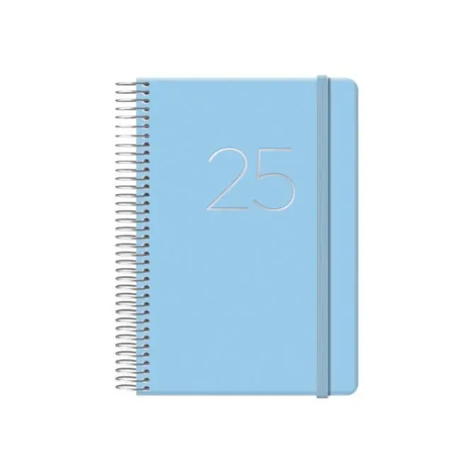DOHE AGENDA GLOSS CON MUELLE DIA POR PAGINA AZULPASTEL 12,5X18CM 2025 DH12571