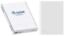 DOHE CAJA DE 100 FUNDAS MULTITALADRO PREMIUM - FORMATO FOLIO - 16 PERFORACIONES - TRANSPARENTES
