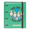 DOHE CARPETA 4 ANILLAS DE 35 MM DIN A4 CARTON FORRADO CON RECAMBIO 100 HOJAS 90 GR CUADRO 5 MM PLAYMOBIL GREEN 51666