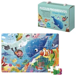 DOHE PUZZLE INFANTIL DE 36 PIEZAS - TEMATICA ANIMALES DEL OCEANO - FABRICADO EN DOBLE CAPA DE CARTON - CAPA INTERMEDIA DE CONTRACHAPADO - ESTIMULA LA IMAGINACION
