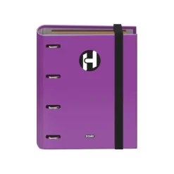 DOHE SERIE ICON CARPETA DE 4 ANILLAS FORMATO A5 CON RECAMBIO DE 100 HOJAS DE 90 GR Y 4 TALADROS - CIERRE CON GOMA ELASTICA - ANILLAS DE 25MM - COLOR MORADO