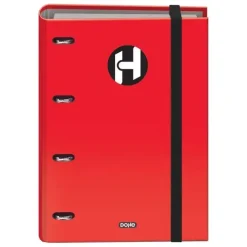 DOHE SERIE ICON CARPETA DE 4 ANILLAS FORMATO A4 CON RECAMBIO DE 100 HOJAS DE 90 GR Y 4 TALADROS - CIERRE CON GOMA ELASTICA - ANILLAS DE 35MM - COLOR ROJO