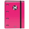 DOHE SERIE ICON CARPETA DE 4 ANILLAS FORMATO A4 CON RECAMBIO DE 100 HOJAS DE 90 GR Y 4 TALADROS - CIERRE CON GOMA ELASTICA - ANILLAS DE 35MM - COLOR ROSA FUCSIA