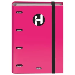 DOHE SERIE ICON CARPETA DE 4 ANILLAS FORMATO A4 CON RECAMBIO DE 100 HOJAS DE 90 GR Y 4 TALADROS - CIERRE CON GOMA ELASTICA - ANILLAS DE 35MM - COLOR ROSA FUCSIA