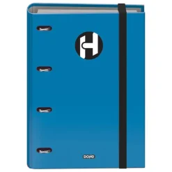 DOHE SERIE ICON CARPETA DE 4 ANILLAS FORMATO A4 CON RECAMBIO DE 100 HOJAS DE 90 GR Y 4 TALADROS - CIERRE CON GOMA ELASTICA - ANILLAS DE 35MM - COLOR AZUL CLARO