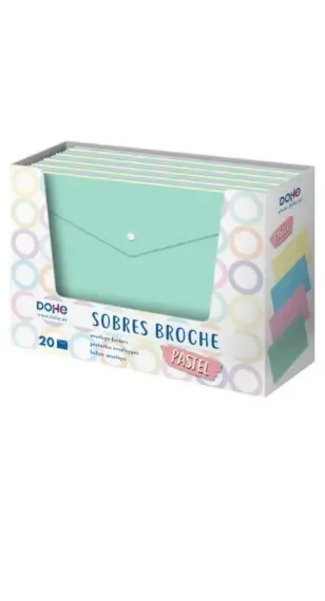 DOHE SOBRE PLASTICO COLORES PASTEL BOTON FOLIO 91529