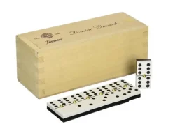 DOMINO CHAMELO FOURNIER FICHA CELULOIDE EN CAJA DE MADERA