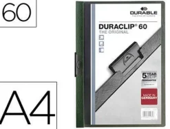 DURABLE DURACLIP 60 CARPETA DE PLASTICO CON CLIP DE ACERO - TAMAÑO A4 - CAPACIDAD HASTA 60 HOJAS - PARTE POSTERIOR RIGIDA COLOR VERDE OSCURO