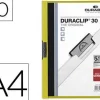 DURABLE DURACLIP 30 CARPETA DE PLASTICO CON CLIP DE ACERO - TAMAÑO A4 - CAPACIDAD HASTA 30 HOJAS - PARTE POSTERIOR RIGIDA COLOR VERDE