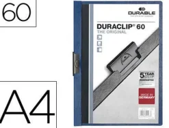 DURABLE DURACLIP 60 CARPETA DE PLASTICO CON CLIP DE ACERO - TAMAÑO A4 - CAPACIDAD HASTA 60 HOJAS - PARTE POSTERIOR RIGIDA COLOR AZUL OSCURO