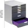 DURABLE VARICOLOR 7 CAJONERA DE 7 CAJONES - 3 CAJONES ALTOS Y 4 CAJONES BAJOS - DESLIZAMIENTO SILENCIOSO - CON VENTANAS TRANSPARENTES DE ROTULACION - BASES ANTIDESLIZANTES - COLOR GRIS