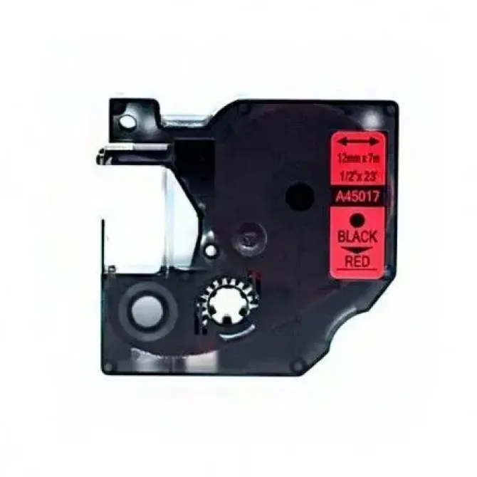 DYMO D1 45017 CINTA DE ETIQUETAS GENERICA PARA ROTULADORA - TEXTO NEGRO SOBRE FONDO ROJO - ANCHO 12MM X 7 METROS - REEMPLAZA S0720570