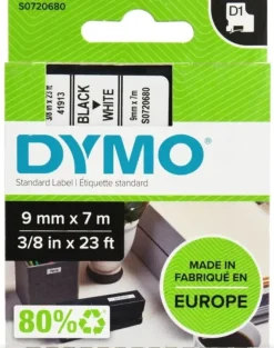 DYMO D1 40913 CINTA DE ETIQUETAS ORIGINAL PARA ROTULADORA - TEXTO NEGRO SOBRE FONDO BLANCO - ANCHO 9MM X 7 METROS - S0720680