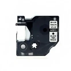 DYMO D1 45013 CINTA DE ETIQUETAS GENERICA PARA ROTULADORA - TEXTO NEGRO SOBRE FONDO BLANCO - ANCHO 12MM X 7 METROS - REEMPLAZA S0720530