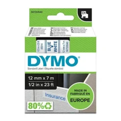 DYMO D1 CINTA DE ETIQUETAS ORIGINAL PARA ROTULADORA - TEXTO AZUL SOBRE FONDO BLANCO - ANCHO 12MM X 7 METROS - S0720540
