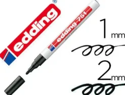 EDDING 751 ROTULADOR PERMANENTE - PUNTA REDONDA - TRAZO ENTRE 1 Y 2 MM. - TINTA OPACA - SECADO RAPIDO - COLOR NEGRO