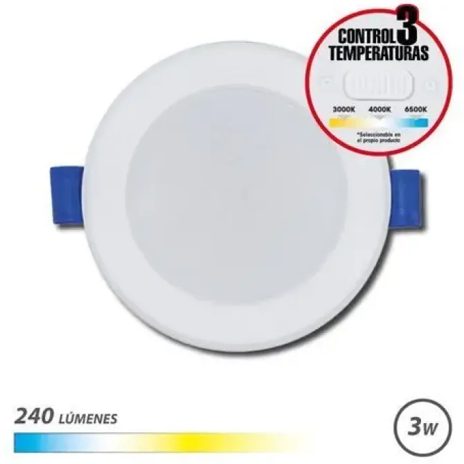 ELBAT DOWNLIGHT CIRCULAR 3W - 240LM - SELECTOR 3 TEMPERATURAS - COLOR BLANCO