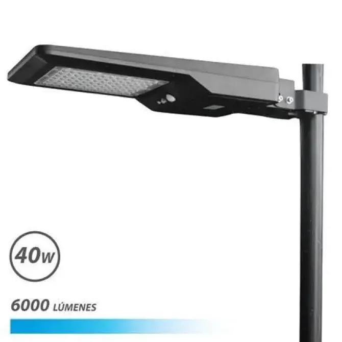 ELBAT FAROLA LED SOLAR 40W PRO 6000LM 6000K - COLOR NEGRO