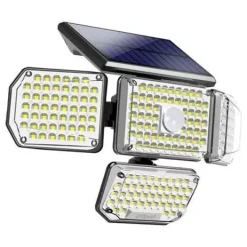 ELBAT FOCO SOLAR CUADRUPLE CON SENSOR LED 430LM - SENSOR DE MOVIMIENTO DE 3 - 5M - PANEL SOLAR INTEGRADO 5.5V, 1.5W - BATERIA 3.7V, 1200MAH - ANGULO ILUMINACION 360º